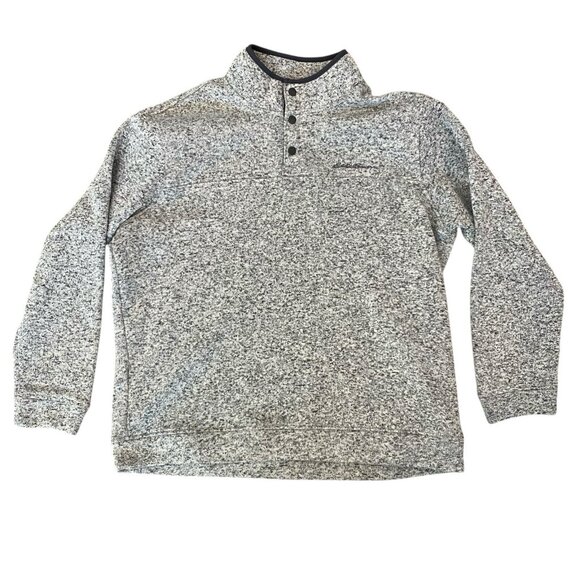 EDDIE BAUER Men's Radiator Fleece Snap Pullover Sweater XL Heathered Gray NWOT - Picture 1 of 6